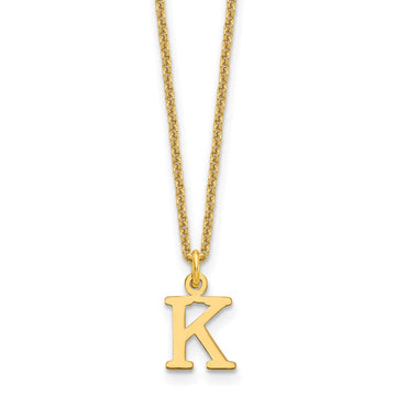 10k Cut-out Letter K Initial 18 inch Necklace