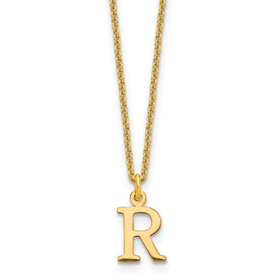 10k Cut-out Letter R Initial 18 inch Necklace