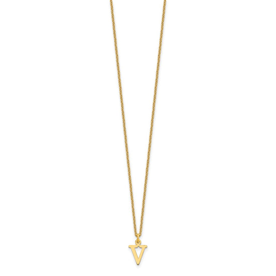 10k Cut-out Letter V Initial 18 inch Necklace