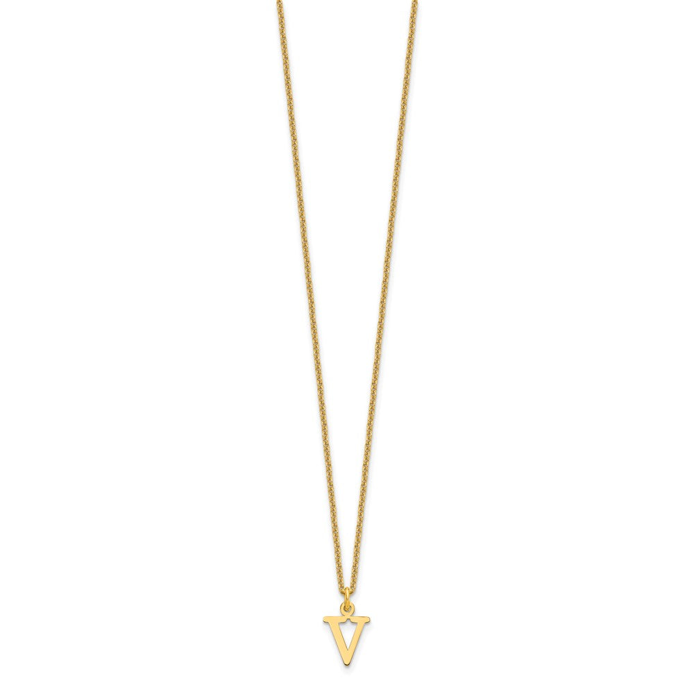 10k Cut-out Letter V Initial 18 inch Necklace