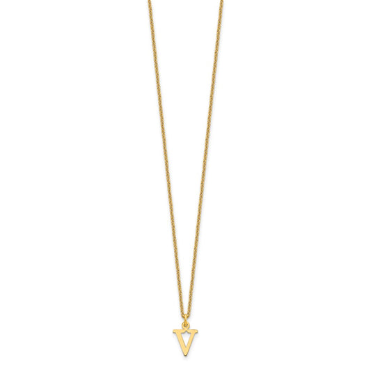 10k Cut-out Letter V Initial 18 inch Necklace