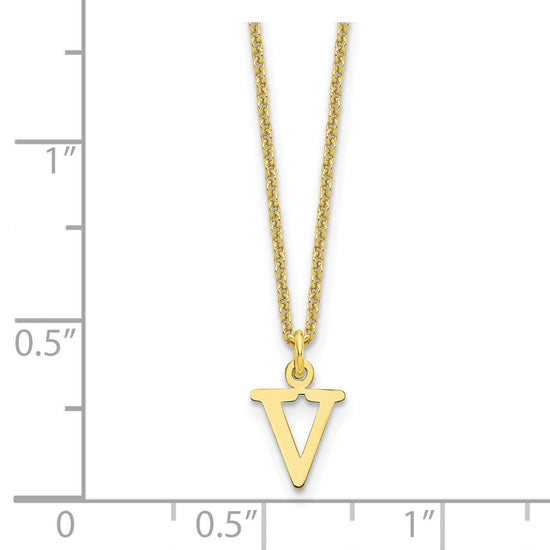 10k Cut-out Letter V Initial 18 inch Necklace
