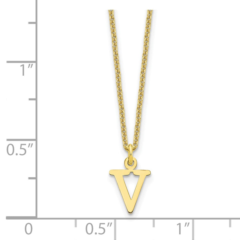 10k Cut-out Letter V Initial 18 inch Necklace