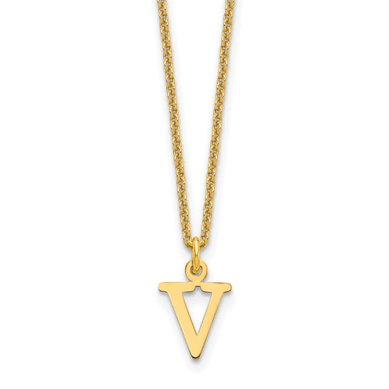 10k Cut-out Letter V Initial 18 inch Necklace