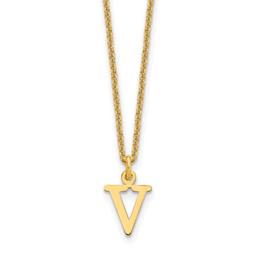 10k Cut-out Letter V Initial 18 inch Necklace