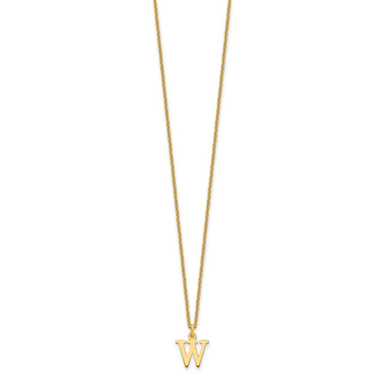 10k Cut-out Letter W Initial 18 inch Necklace