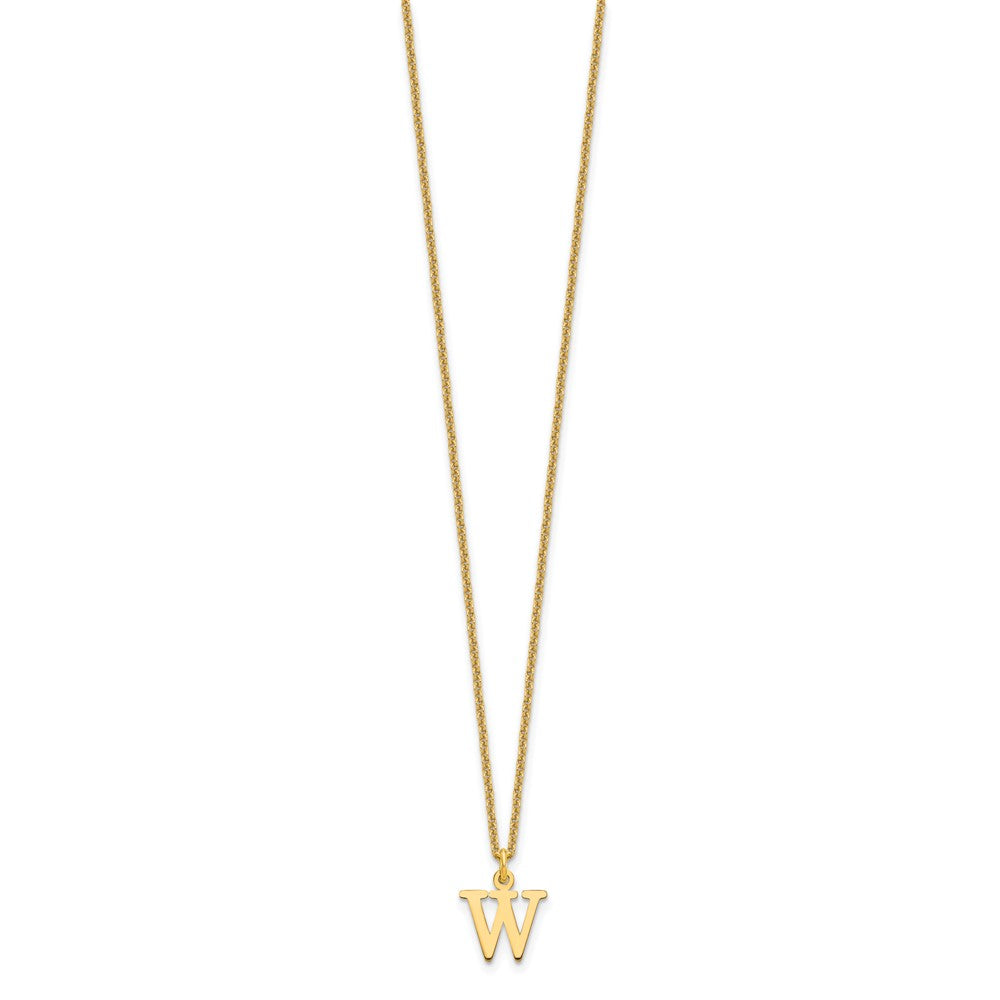10k Cut-out Letter W Initial 18 inch Necklace
