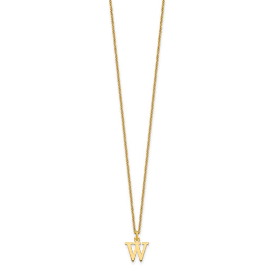 10k Cut-out Letter W Initial 18 inch Necklace