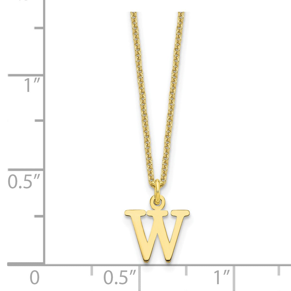 10k Cut-out Letter W Initial 18 inch Necklace
