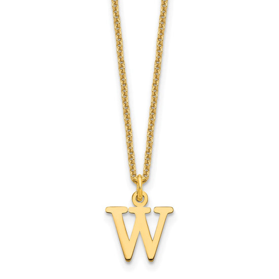 10k Cut-out Letter W Initial 18 inch Necklace
