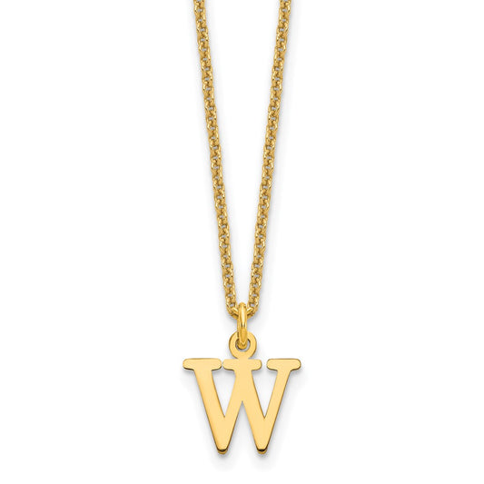 10k Cut-out Letter W Initial 18 inch Necklace