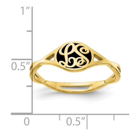 10k Yellow Gold Twisted Band with Epoxy Monogram Ring