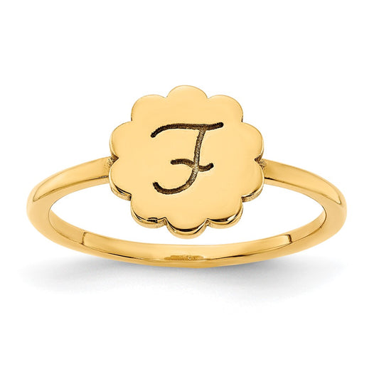 Initial Flower Signet Rings