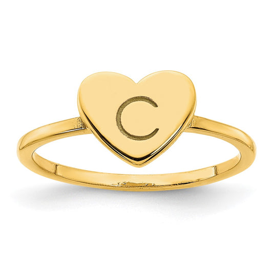 Initial Heart Signet Rings