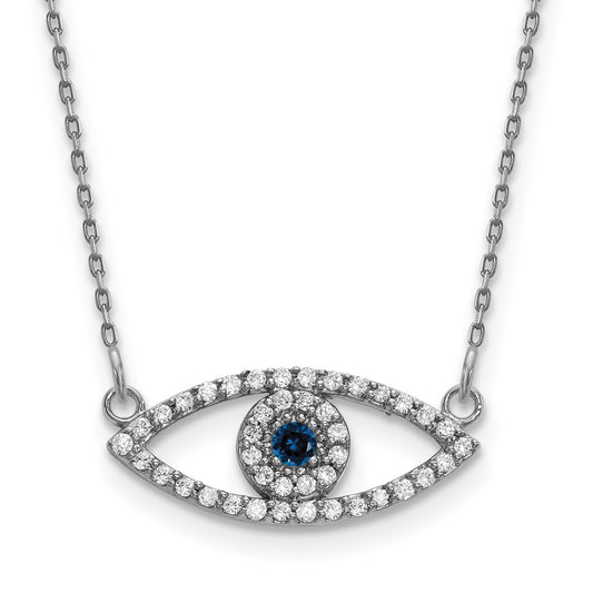 Gold Diamond and Sapphire Evil Eye Necklace