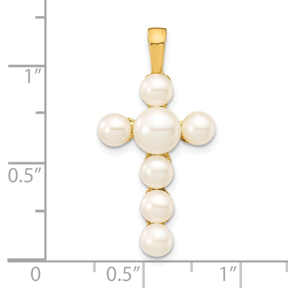 Gold Polished Cross Pearl Pendants