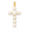10K 4-6mm White Button Freshwater Cultured Pearl Cross Pendant