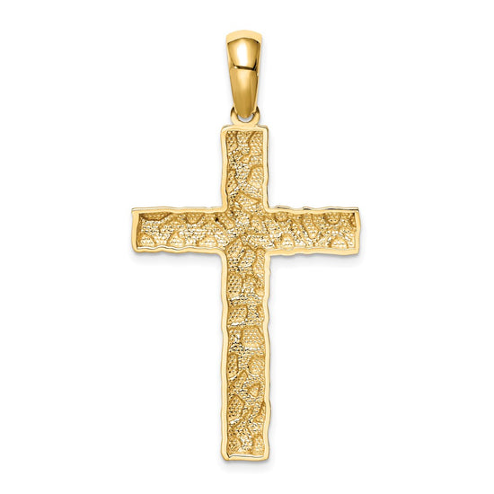 10K Nugget Cross Pendant