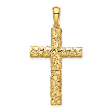 10K Large Nugget Cross Pendant