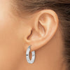 10k White Gold 3mm Polished Square Tube Hoop Earrings