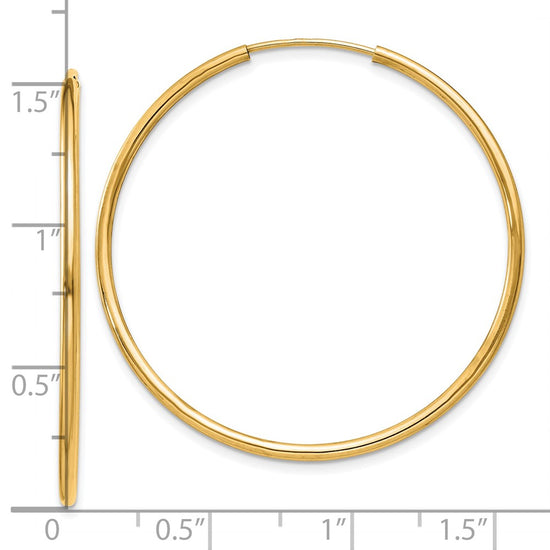 10k 1.5mm Polished Round Endless Hoop Earrings