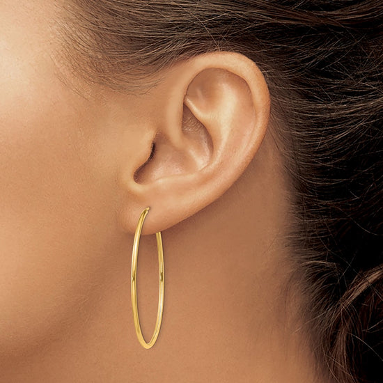 10k 1.5mm Polished Round Endless Hoop Earrings