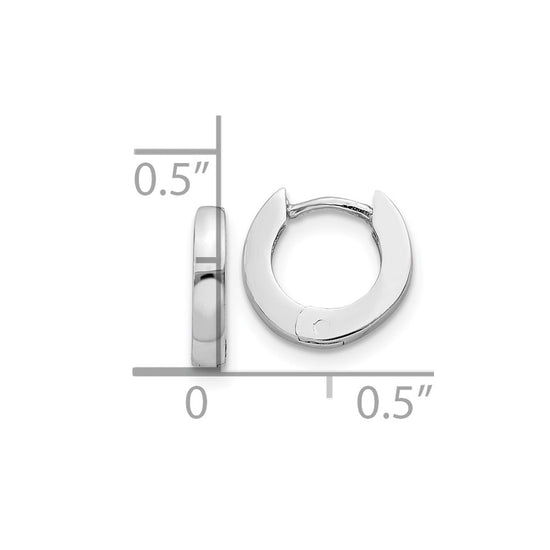 10k White Gold Polished Round Hinged Hoop Earrings