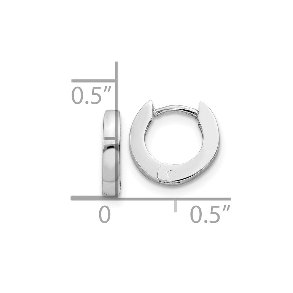 10k White Gold Polished Round Hinged Hoop Earrings