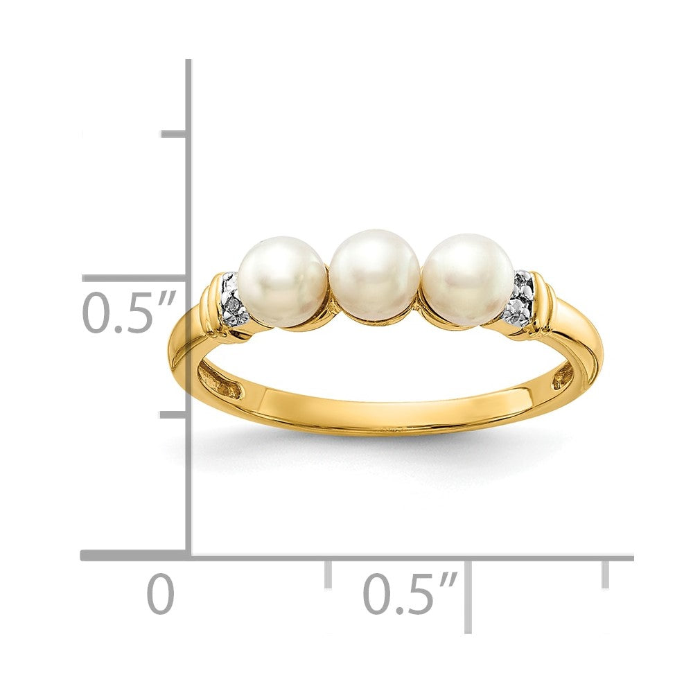 Gold Diamond and Pearl Ring