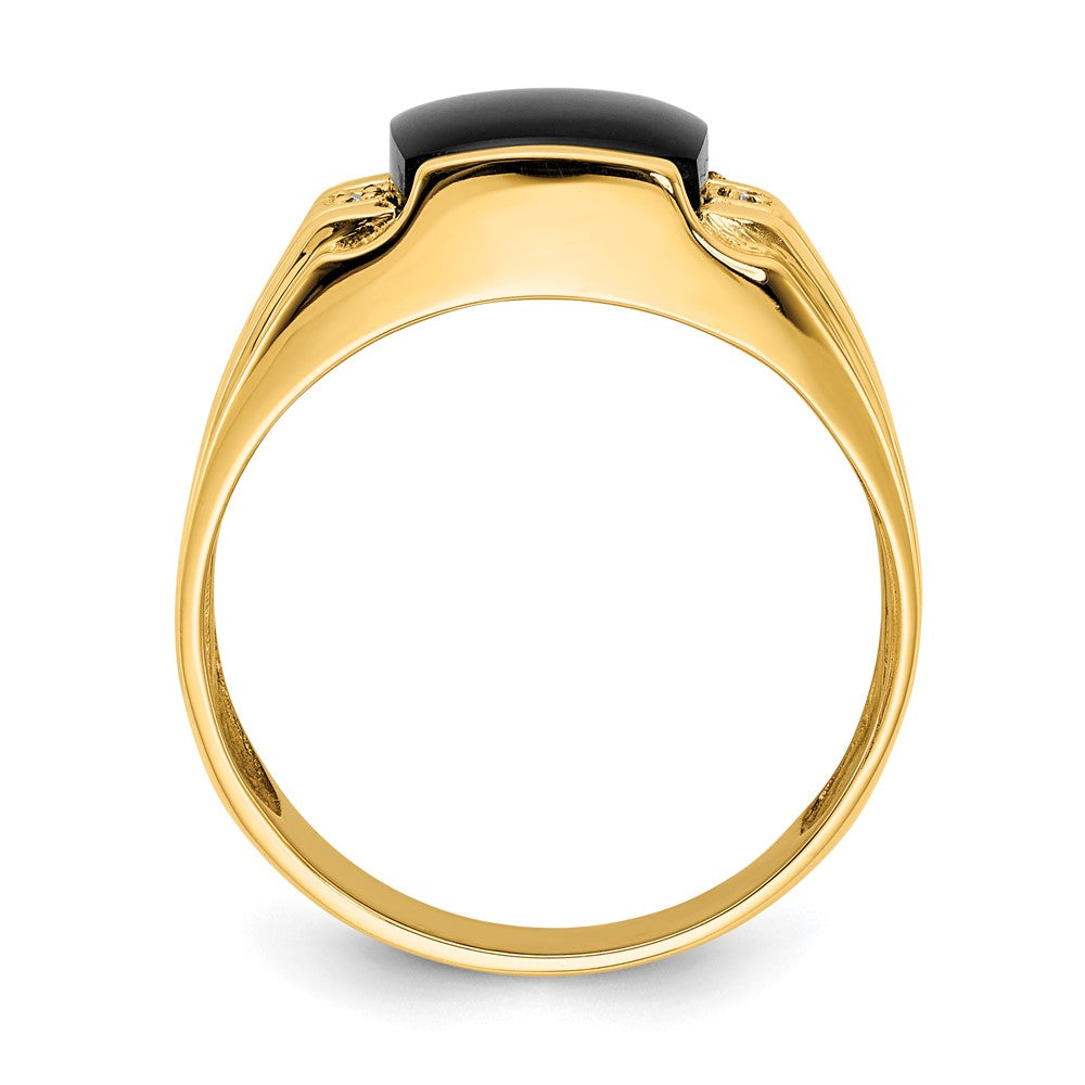 10k Mens AA Diamond and 9.5mm Onyx Ring
