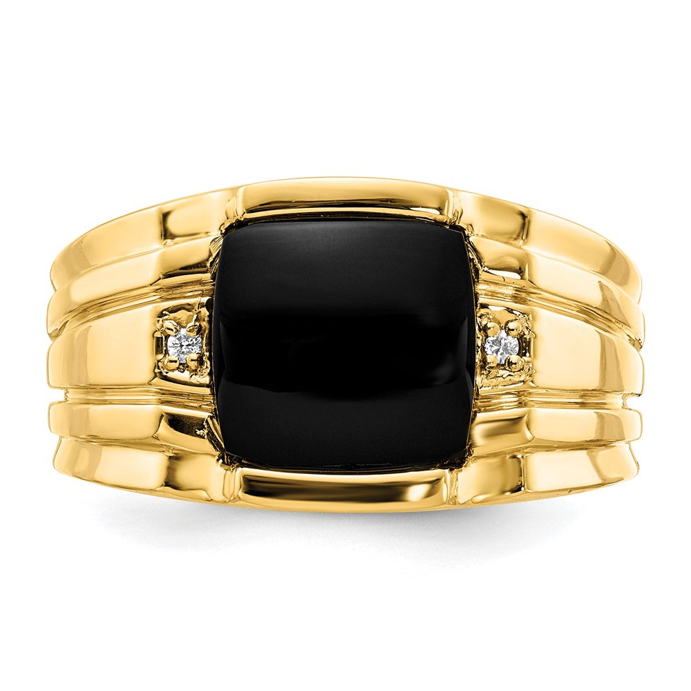 10k Mens AA Diamond and 9.5mm Onyx Ring