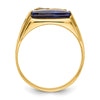 10k Mens Polished and Textured Black Enamel Imitation Blue Spinel AA Diamond Masonic Ring