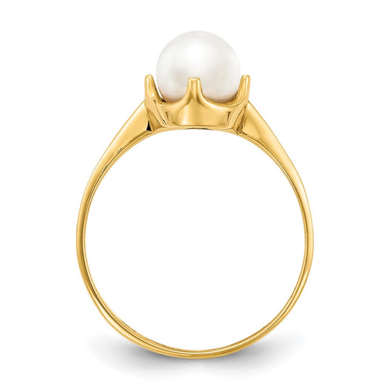 Gold Polished Freshwater Pearl and Diamond Rings