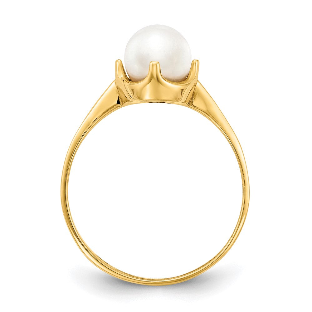 Gold Polished Freshwater Pearl and Diamond Rings