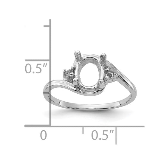 10k White Gold Polished .03ct. Diamond & 8x6 Oval Gemstone Ring Mounting