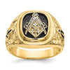 10k Polished, Antiqued and Nugget Texture AA Quality Diamond Masonic Ring