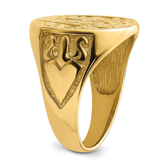 10k Men's Polished and Grooved (Not Enameled) Masonic Ring