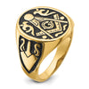 10k Mens Polished and Grooved Non-Enameled Masonic Ring