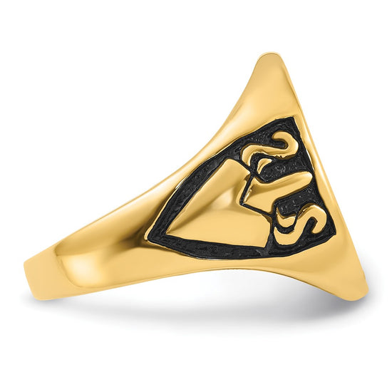 10k Mens Polished and Grooved Non-Enameled Masonic Ring