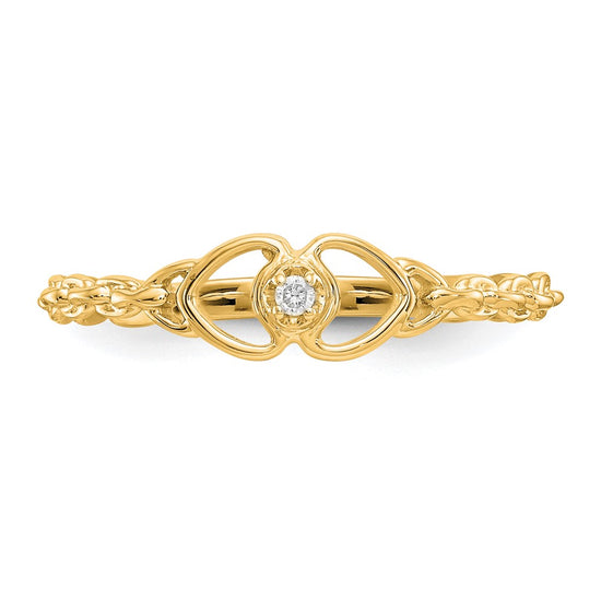 Gold Polished Diamond Heart Rings