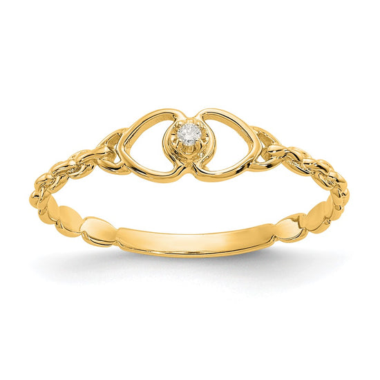Gold Polished Diamond Heart Rings