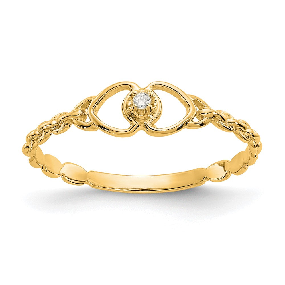 Gold Polished Diamond Heart Rings