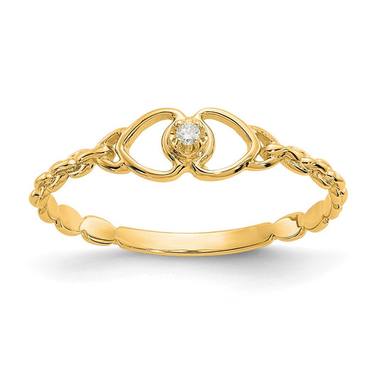 Gold Polished Diamond Heart Rings