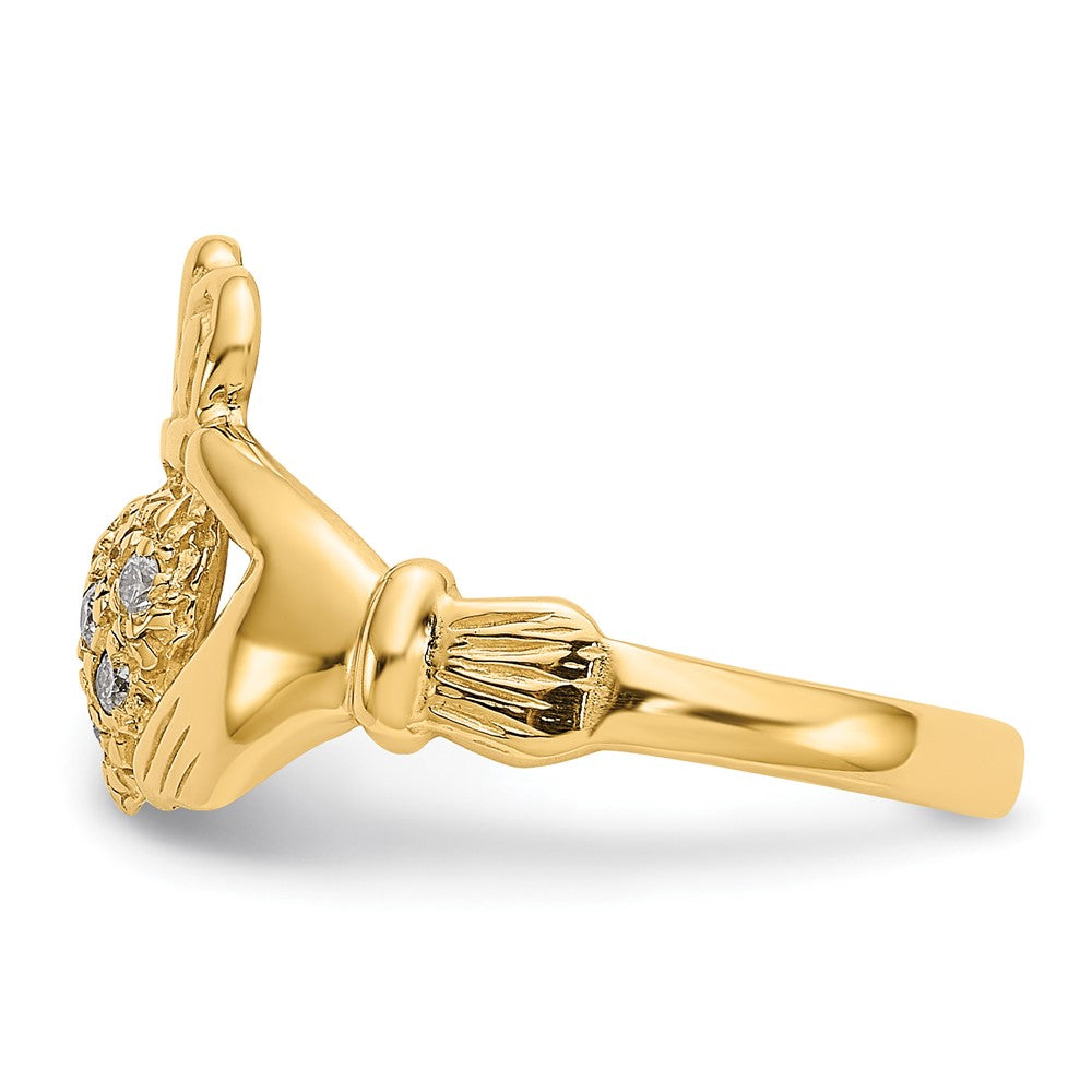 Gold Polished Diamond Claddagh Rings