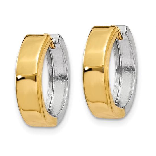 Gold Two-tone Circle Hinged Hoop Earrings