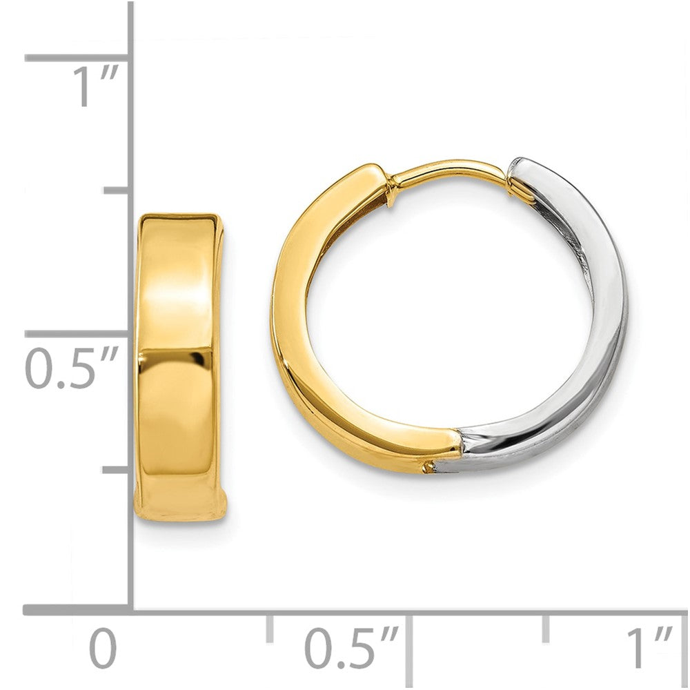Gold Two-tone Circle Hinged Hoop Earrings