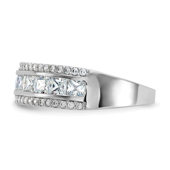 10K Tiara Collection White Gold Polished CZ Ring