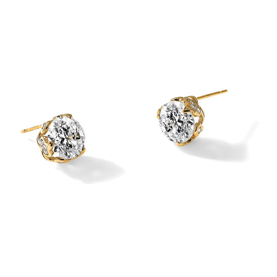 10K Tiara Collection Polished CZ Post Earrings