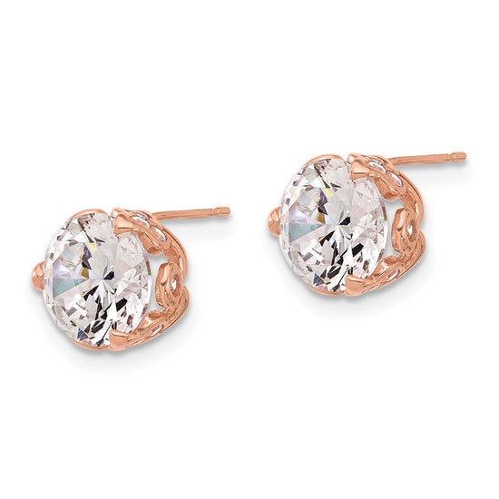 10K Tiara Collection Polished CZ Post Earrings