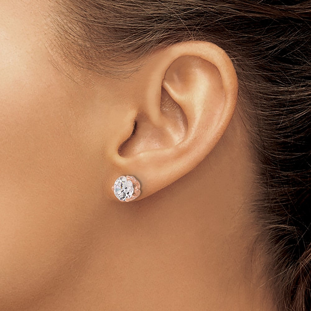 10K Tiara Collection Polished CZ Post Earrings
